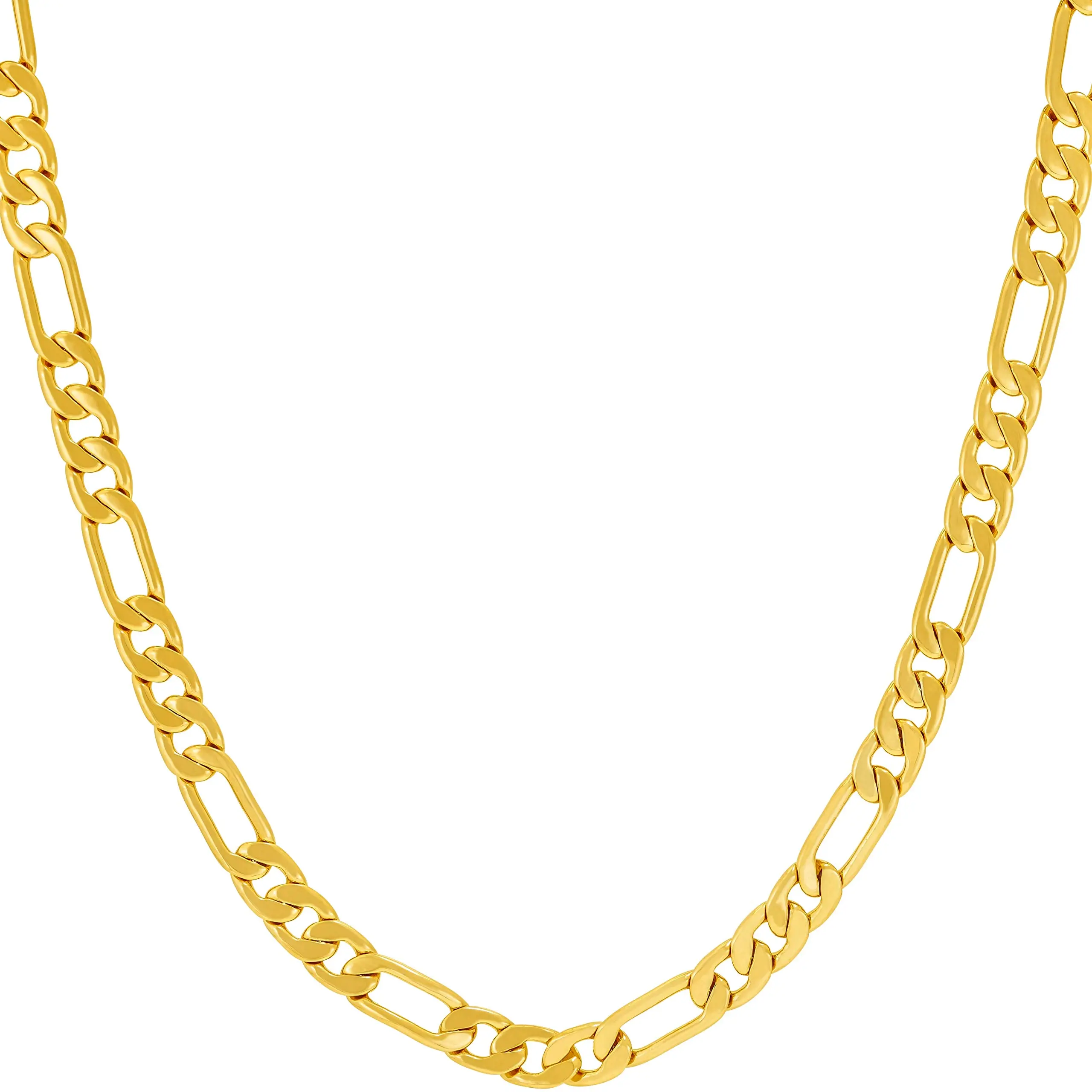 LIFETIME JEWELRY Flat Figaro Chain Necklaces for Men & Women 24k Real Gold Plated (4mm, 5.5mm & 7mm) (16 inches, 4mm)