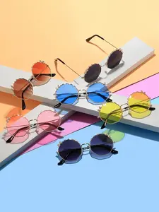 New Kids Glasses Set of 6, Metal Bow Design, Dopamine Color Series, Unisex Polygonal Frames, Cute Candy Colors, All Seasons