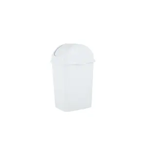 Superio 2.5 Gal (10 Qt.) Plastic Trash Can with Swing Top Lid - Compact Slim Portable Waste Bin for Under Desk, Office, Dorm Room