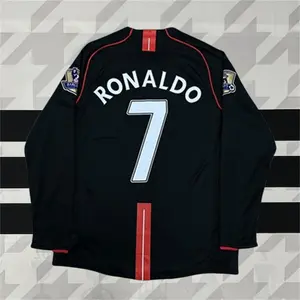 2007 2008 Away Retro Black No.7 Ronaldo Long Sleeve Soccer jersey