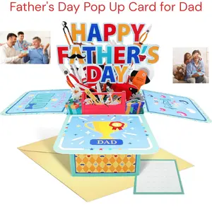 Father's Day Pop Up Card for Dad, 3D Toolbox Greeting Card with Envelope Birthday Gift Father Day Gift