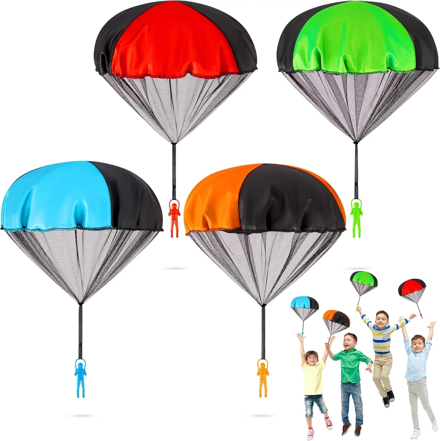 4PCS Parachute Toys for Kids Ages 3-12, Tangle-Free Flying Parachute Army Men, Outdoor Throwing Game, STEM Educational Toy, Birthday Gift for Boys Girls