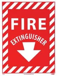 AccuformNMC Fire Extinguisher, Pressure Sensitive Vinyl Fire Sign 9" Wide x 12" High, Glow-in-the-Dark GL10P