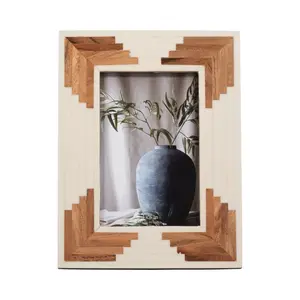 212 MAIN 4x6 in. Decorative Cascading Photo Frame - Wooden MDF Resin, White, Glass Front, Rustic Farmhouse Decor, Wedding Home Gift