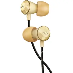 House of Marley Nesta Headphones Noise Cancelling Earbuds with a Microphone Gold Large
