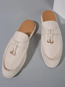 Women's Solid Color Mule Sandals, Slip On Mules, Open Toe Half Slipper Soft Sole, Easy Wear Outdoor Slippers, Comfortable One-Step Shoes