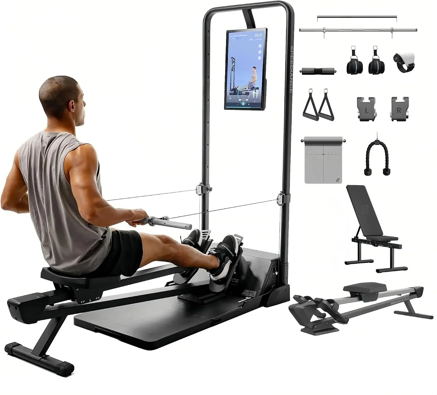 URGEWSpeediance Gym Monster Smart Home Gym, Multifunctional Strength Training Machine, Smith Machine Power Cage Workout Station, Squat Rack Cable Machine, Full Body Fitness Equipment for Home Workout