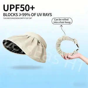 2-Pack Women's UPF50+ Foldable Empty Top Shell Sun Visors - Lightweight Portable UV Protection Hats for Summer Outdoor