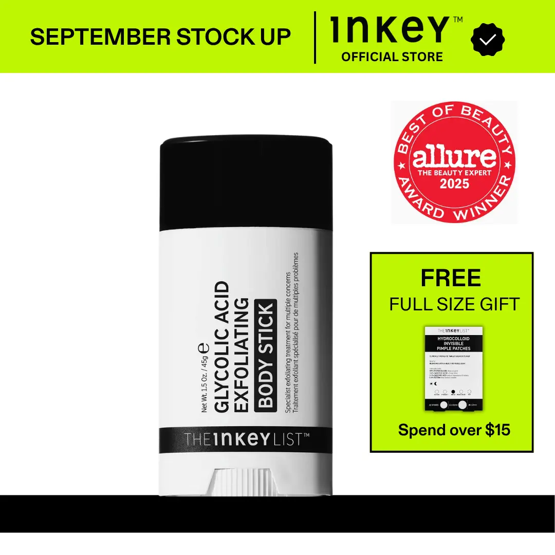 [The INKEY List] Glycolic Acid Exfoliating Body Stick for KP Bumps, Ingrown Hairs, Body breakouts & Bacne and dark marks