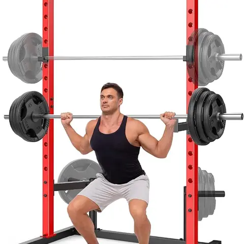 【TikTokShopBlackFriday】OPPSDECOR 800LBS Adjustable Multifunctional Squat Rack Power Cage - Steel Tube Compact Frame,Pull-Up Bar, J-Hooks,Barbell Holders,Barbell Plate Storage, Home Gym Strength Training Equipment,Ideal Father's Day Gift,Workout Station