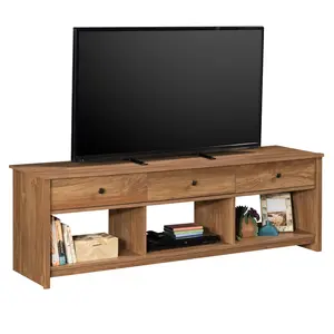Sauder River Ranch Credenza for TVs Up to 77" with 3 Spacious Drawers & Open Cubbies for Media Storage