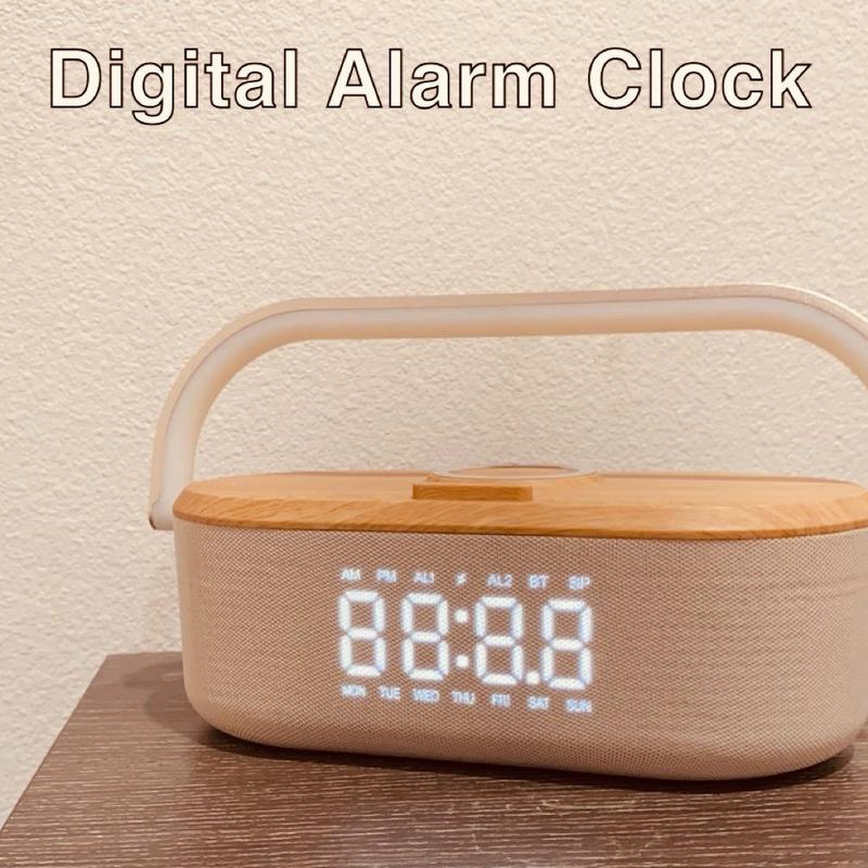 Essential deal 2024 New innovative multifunctional Digital Alarm Clock,wireless speaker, night light, white noise machine and wireless charger
