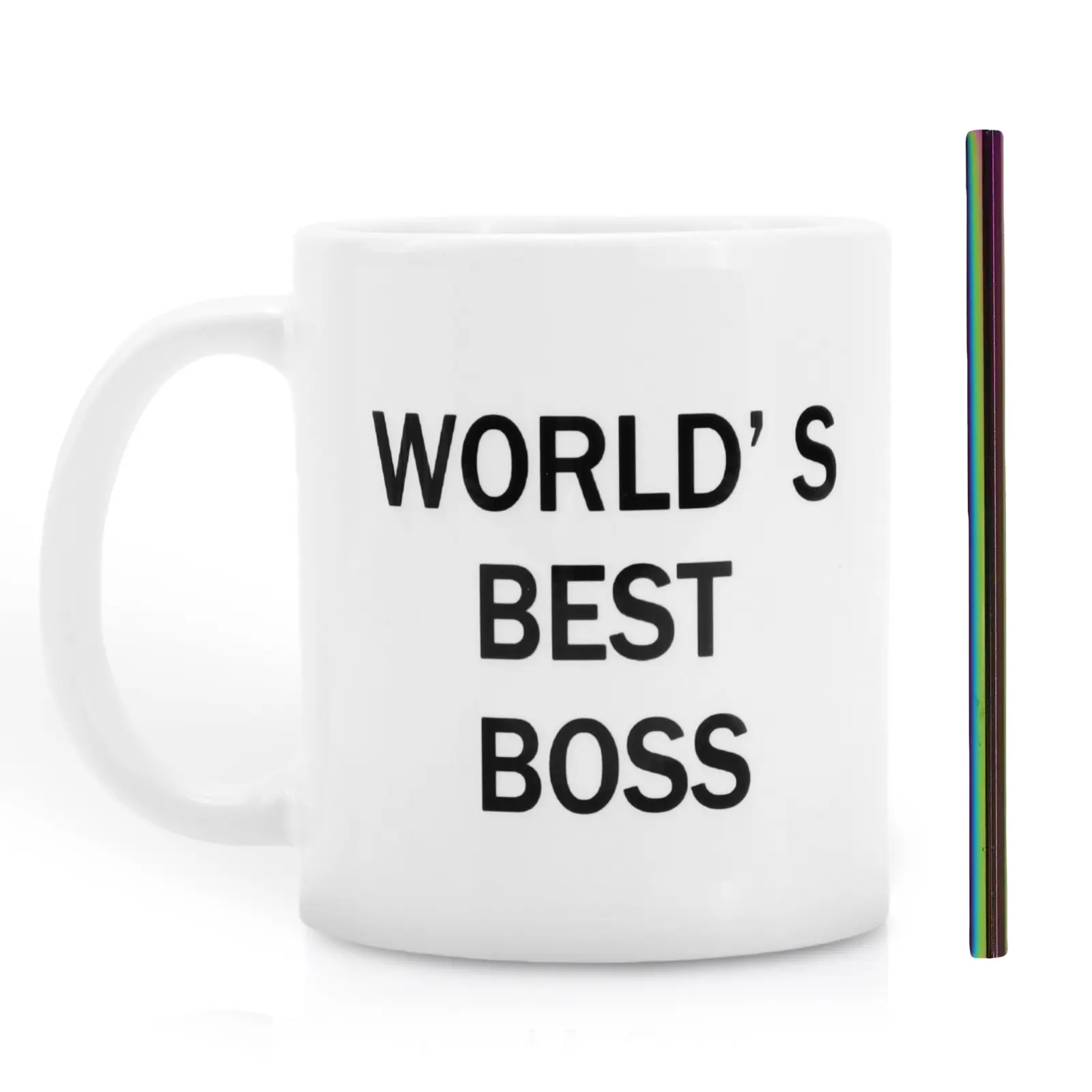 11oz Solid Ceramic Customised Engraved Tumbler - Stylish Coffee Mugs, Modern "World's Best Boss" The Office Themed Coffee Cup, Reusable Washable Home Supplies Gift Ideas for Office Decor, Personalized Tumbler