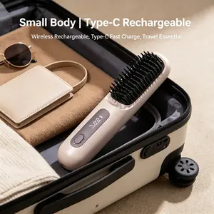 Wireless Comb Hair Straightener, USB-C Charging, 3 Temperature Settings (160°c-200°c), Portable Design, Ideal for Travel & Home Use