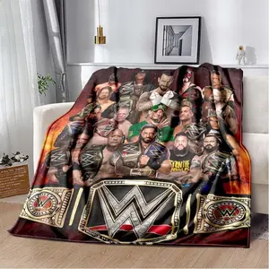 Wrestling Entertainment WWE Printed Comfortable Soft Blanket Home Fashion Sofa Bed Living Room Warm Portable Travel Gift BlanketGift for Fans,“Wrestling Style Blanket – Soft Flannel Throw for Sports Fans, Cozy Gift Idea