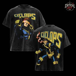 Superstyle Scott "Cyclops" Summers The Mutants X-Force MCU Comic Edition Double Printed Oversize Lightweight Acid Washed Tee Hoodie Sweater TV Series Graphic Design Top Cotton Streetwear Comic Superheroes T-Shirt Clothes Menswear Womenswear S7Y 6C1 U8W