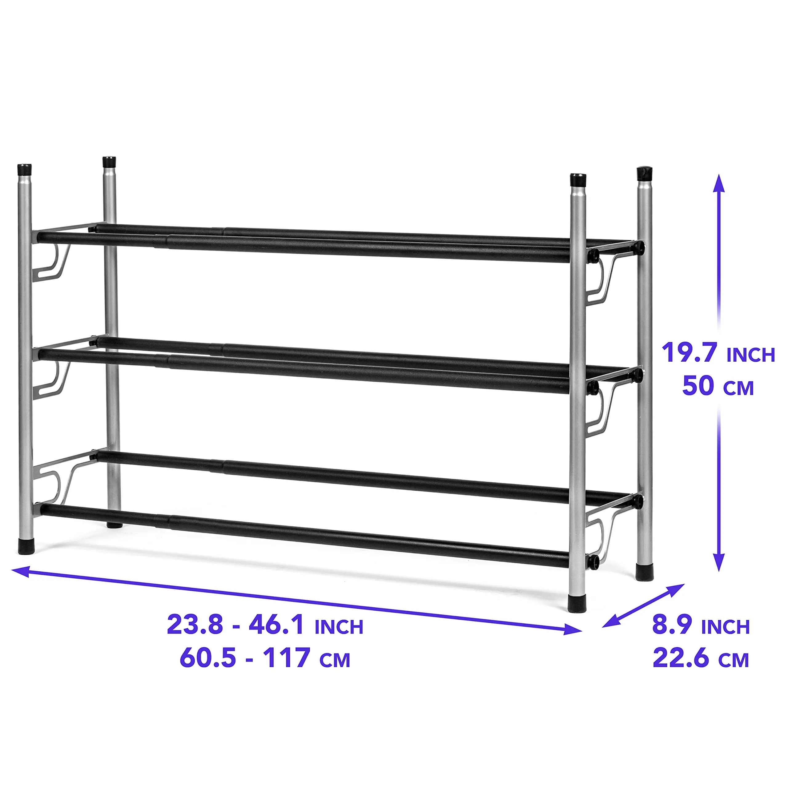 USTECH Shoe Rack 3 Tier Patented Adjustable Storage Organizer ...