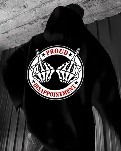 Proud Disappointment Hoodie – Sarcastic Skeleton Middle Finger Graphic T Shirt for Men – Savage Dark Humor Attitude Sweatshirt Print Tee