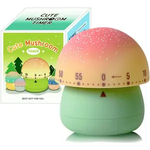 Cute Mushroom Timer for , High Volume Mechanical Kitchen Timer, Wind Up 60 Minutes Manual Countdown Timer for Classroom, , Study and Cooking (Green)