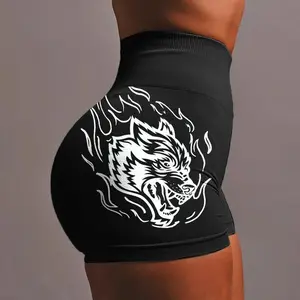 Women Shorts Fitness Gym Elastic Pants Sportwear High Waist Tight Sport Clothing Womans Bodybuilding Workout Yoga Short Wolves Gymclothes