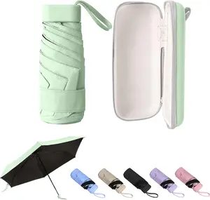 Mini Umbrella with Case  Lightweight Folding Compact Travel Accessory, Small Sun Umbrella UV Protection for Girls,  & Adults, Fits in Purse Pocket Backpack