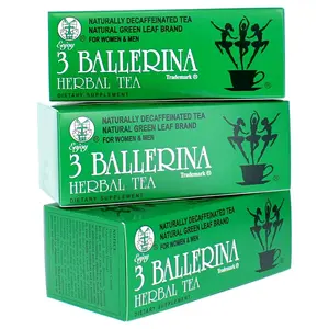 3 Ballerina Herbal Tea Drink Extra Strength 18-Count Tea Bags 3 Boxes Naturally Decaffeinated Green Leaf Brand for Women Men herbaldetox