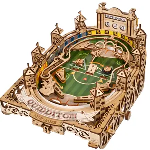 UGEARS Harry Potter Quidditch Pinball Machine - 3D Puzzle Design Wooden Models to Build for Adults with Engaging Gameplay