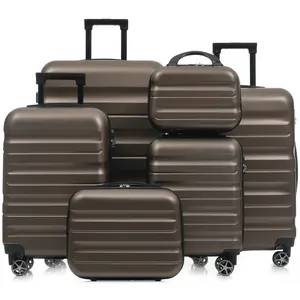 ABS Hardshell Luggage Set, 6-Piece Lightweight Durable Suitcases with Dual Spinner Wheels, Carry-On & Check-In Sizes for Travel, Business,suitcases for travel,trolley suitcase,hardside luggage set Hard Shell Checked Luggage pc