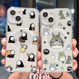 Cartoon Cat MagSafe Magnetic Smartphone Casing, Soft Clear Cellphone Cover, Handheld Device Accessory for TotoroS iPhone 17, 16, 15, 14, 13, 12, 11, Plus, Pro, Max, X, XS Max