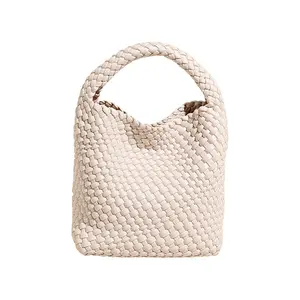 2026 New Handmade Woven Bucket Bag, Soft Leather Texture Basket Bag, Light Luxury Large Capacity Fashionable Versatile Commuting Women's Bag