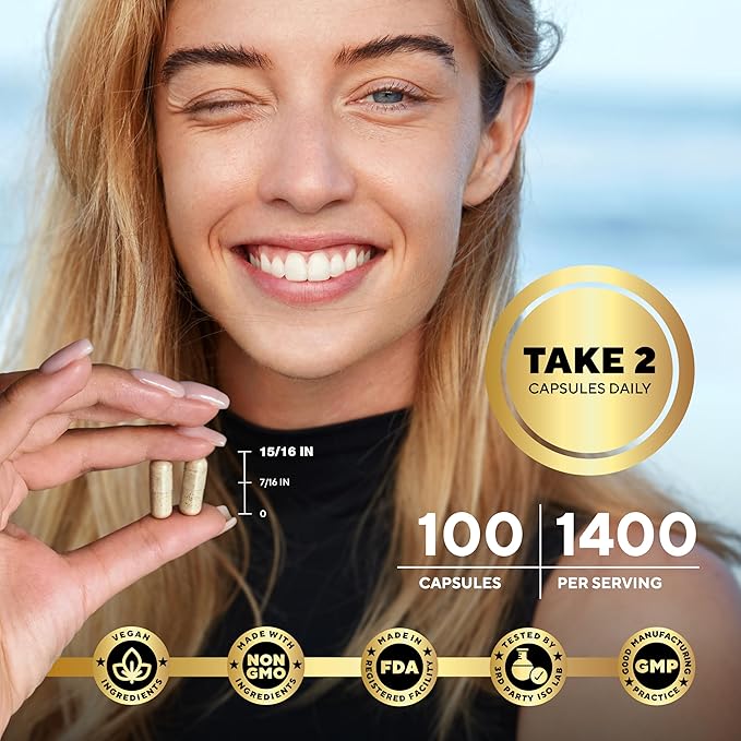 Wildcrafted Irish Sea Moss Capsules with Burdock Root & Bladderwrack - USA Made SeaMoss Pills for Hair, Skin, Thyroid Health - Natural Immune & Energy Support - Sea Moss Pills