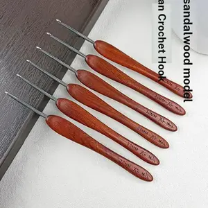 Jinlan Crochet Hook, Jinlan 36 Models Blood Sandalwood Handle Standard Needle Head, Handmade Knitting Tools, Yarn Crafting Essentials