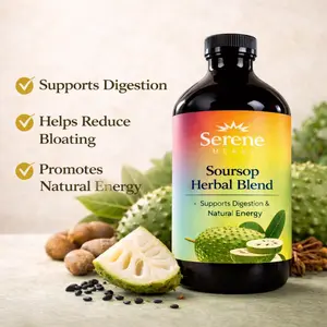 Soursop Bitters by Serene Herbs 16oz - Made with premium Organic Turmeric Extract, Soursop leaves, Senna, Moringa, Black seed