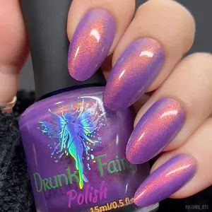 Monsoon Solar Nail Polish | A Baby Blue (no sun) to an Aubergine Purple (sun) Solar with an Orange to Red to Gold to Green Shimmer