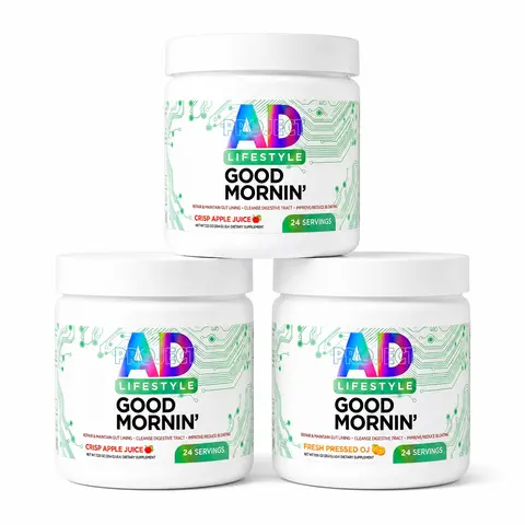 AD LIFE Good Mornin' Debloat Powder Mix - Morning ACV Supplement, Daily Dietary Gut Cleanse, Digestive Aid with Cider Vinegar, L-Glutamine, Aloe for Bloating Relief, Glutamine Powdered Supplement Drink Mix