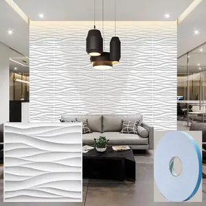 FLOLEOPA PVC Plastic 3D Wall Panels, Waterproof and Fire-Resistant, 11.8x11.8 inches, Approx. 1mm Thickness. Ideal for Living Rooms, Bedrooms, Hotels, Offices, Game Rooms, and TV Feature Walls. Modern Home Decor Vinyl. Includes Installation Accessories.