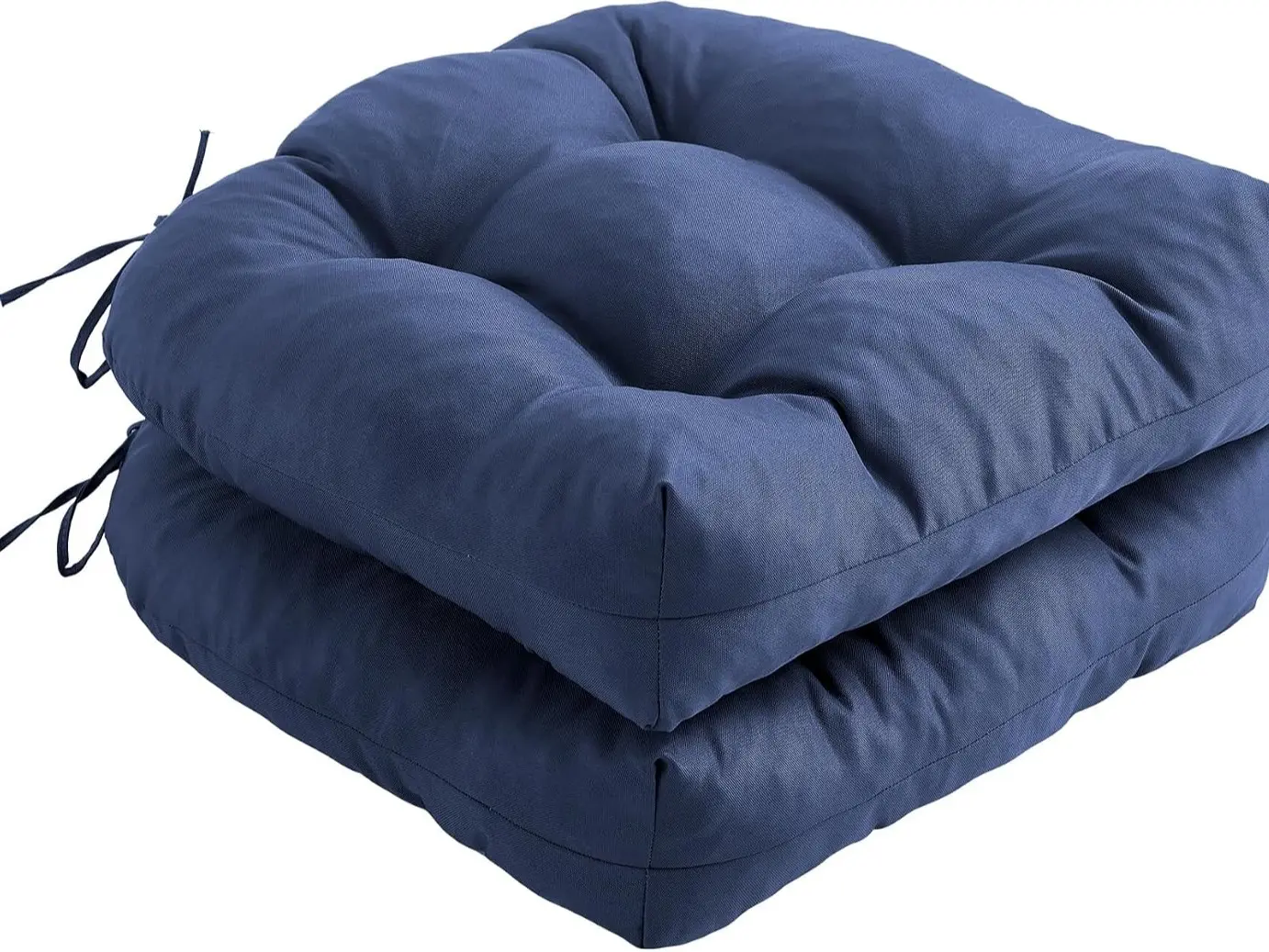 IPYNBAP Outdoor Chair Cushions Set of 2, Patio Chair Cushions with Ties, 19x19+5” Tufted Outdoor Seat Cushions, Waterproof Patio Furniture Cushions, Outdoor Dining Chair Pads, Navy