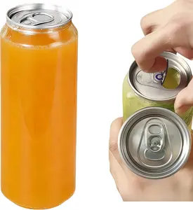 200 Pack 17 oz (500ml) PET Disposable Plastic Cups with Lids, Leak-Proof Sealable Clear Bottles, Can Sealer Compatible, Ideal for Smoothie, Boba Tea, Iced Coffee, Juicing (Pop top lids)