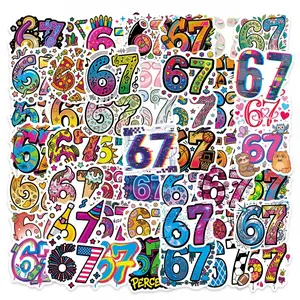50 Fun Number 67 Graffiti Stickers Set, Ideal for Scrapbooks, Journals, Laptops, Water Bottles, Cars, Universal Car Sticker, Positive Message Gifts, Car Decorative Sticker