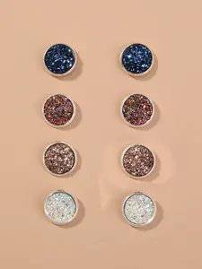 4 Pairs Cluster Earrings Set, Stylish Jewelry Accessories, Perfect Gift Idea, Enhance Your, Trendy Ear Studs Collection, High Quality Earrings