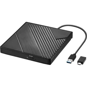 External DVD Drive USB 3.0 USB C CD Burner CD/DVD +/-RW Optical Drive, Slim Portable DVD CD ROM Rewriter Writer Duplicator for Laptop Desktop PC Windows 11/10/8/7 MacBook  Linux OS