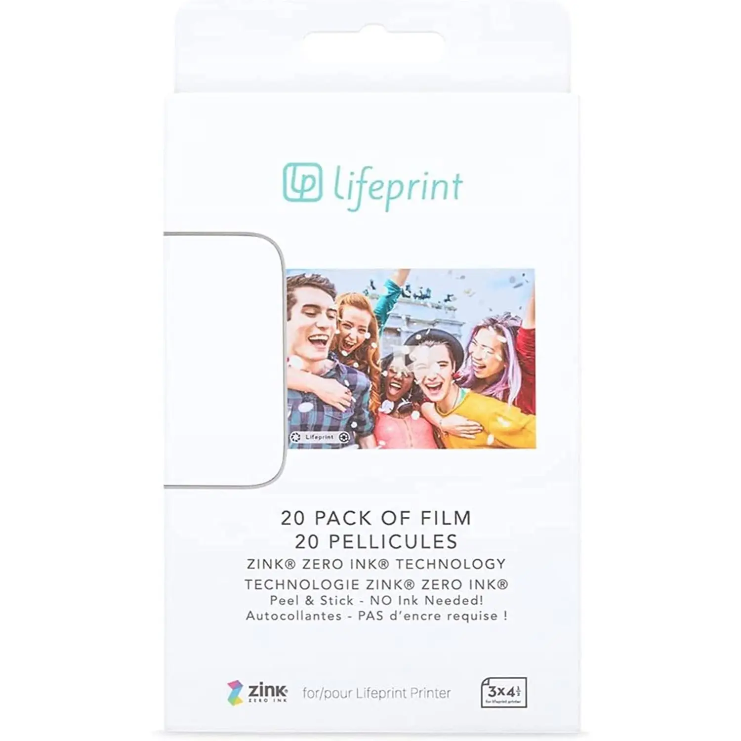 Lifeprint 3x4.5 Zink Photo Paper, Sticky Back, Zero Ink, Instant Print Film