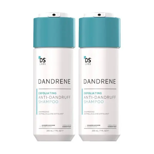 ds labs Dandrene Dandruff Shampoo - for Flaky, Itchy Scalp, Exfoliating Shampoo for Dry Scalp, Seborrheic Dermatitis, Scalp Psoriasis, Color-Safe, Sulfate-Free, 205mL (Pack of 2)