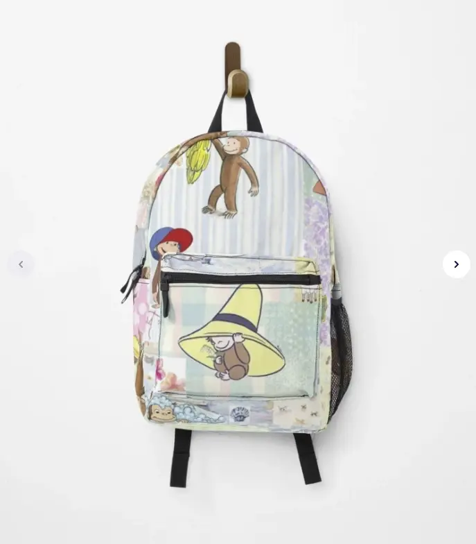 Curious George Collage Backpack, Cute Monkey School Backpack,Travel Bag, Lightweight Casual Daypack, Fun Gift