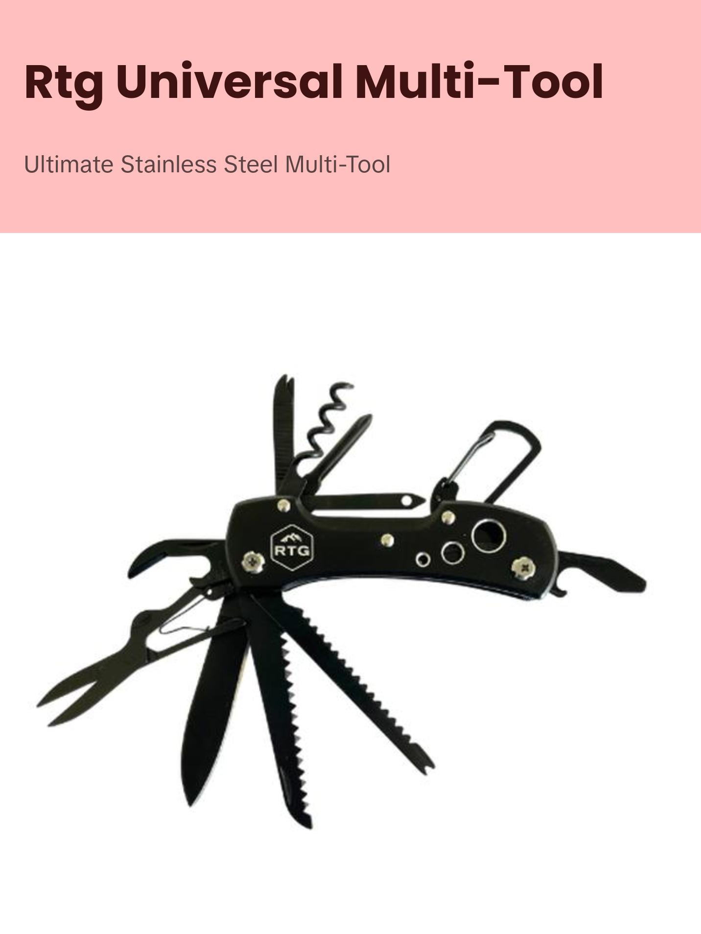 RTG Universal Multi-Tool – Versatile Stainless Steel Pocket Tool for Everyday Carry, Survival, and Outdoor Adventures
