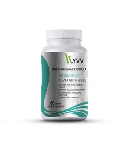 LYVV Lean & Glow Series - Hair Skin & Nails Formula with Biotin Hydrolyzed Keratin & Hyaluronic Acid for Stronger Shinier Healthier Hair Skin & Nails 60 Tablets USA Made