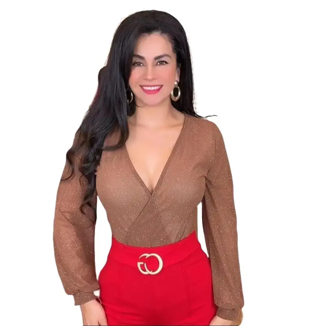 Women's Sheer Bodysuit with Rhinestone Embellishment - Womenswear, Tops Chic Bottoms
