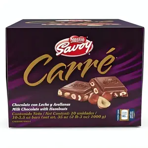 Savoy Carre Avellana Box - 10 Unidades | Venezuelan Hazelnut Milk Chocolate