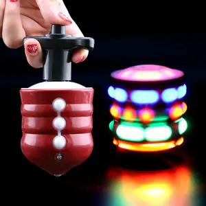 1PC Spinning Top Colorful Flash LED Light Laser Music Gyroscope Children's Wooden Look Luminous Hand Spiner Classic Toys Kid Christmas Gift Finger Spinning Top