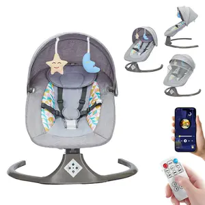 Baby Swing for Infants | Electric Bouncer for Babies, Portable Swing for Baby Boy Girl, Remote Control Indoor Baby Rocker with 5 Sway Speeds,1 Seat Positions,10 Music and Bluetooth baby boy girl 5-point harness Swing with Remote Control babys wing chair s